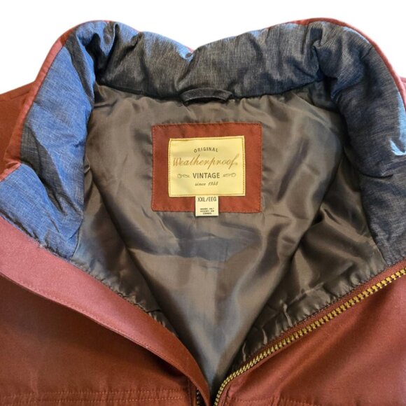 WEATHERPROOF VINTAGE Men's Maroon & Charcoal Full Zip Quilted Vest sz XXL - Picture 2 of 7